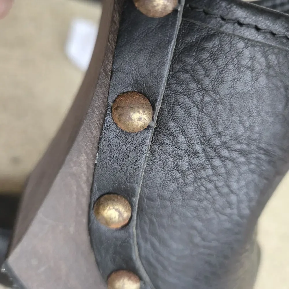 Hollywood Trading Company Womens EU Sz 39 Black Leather Heel Clogs Studded